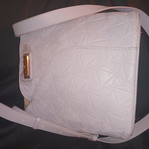 Purple and White Crossbody Bag with Geometric Design